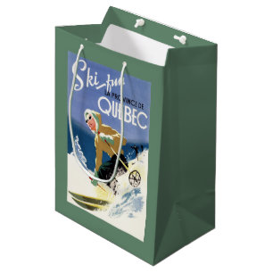 Sac Cadeau Moyen Ski de femme - affiche anglaise et française