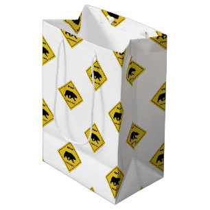 Sac Cadeau Moyen SlipperySignal de passage de l'ours de Joe silhoue