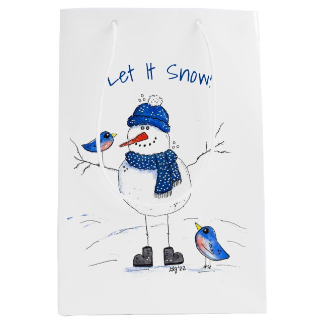 Sac Cadeau Moyen Snowman à longue jambe (Devant)