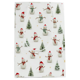 Sac Cadeau Moyen Snowman and Christmas Tree Gift Bag
