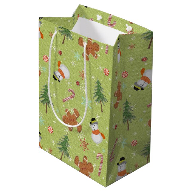 Sac Cadeau Moyen Snowmen et Sucres de canne (Dos Angle)
