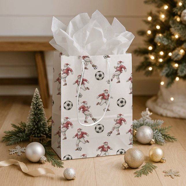 Sac Cadeau Moyen Soccer Santa Christmas (Créateur téléchargé)