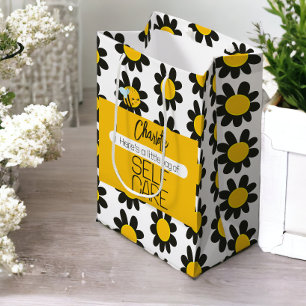 Sac Cadeau Moyen Soin Personnalisé Fleurs Noires Jaunes