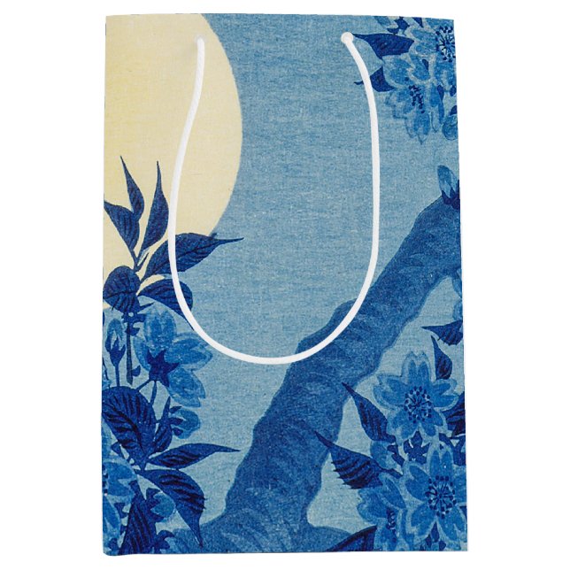 Sac Cadeau Moyen Soirée Lune Arbre Bleu Lune (Devant)