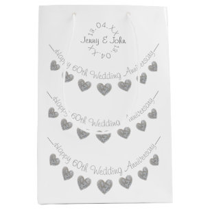 Sac Cadeau Moyen soixantième Coeur de diamant d'anniversaire de