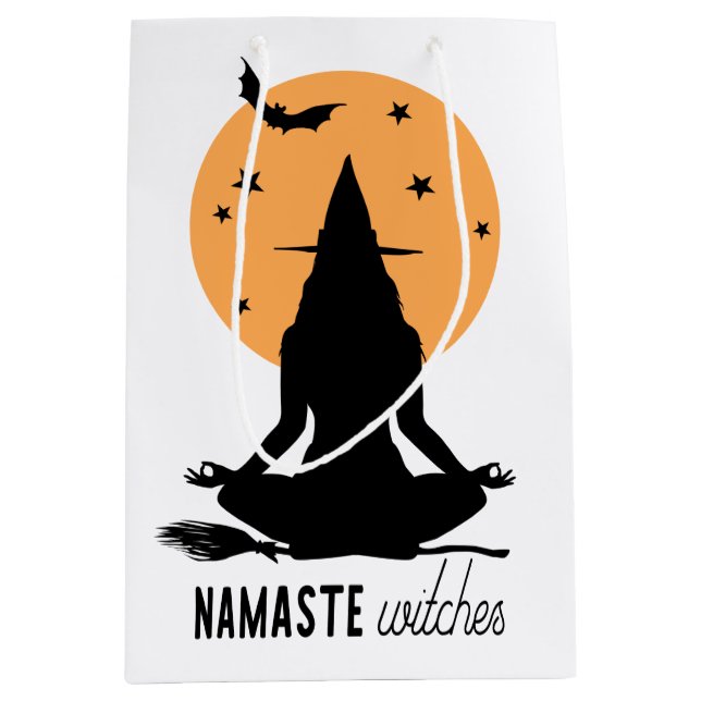 Sac Cadeau Moyen Sorcière de yoga d'Halloween contemporaine (Devant)