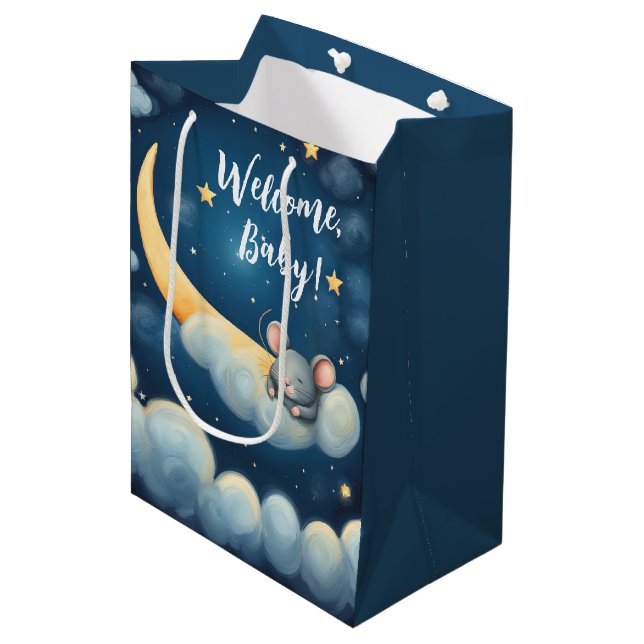 Sac Cadeau Moyen Souris dormant dans un nuage (Devant Angle)