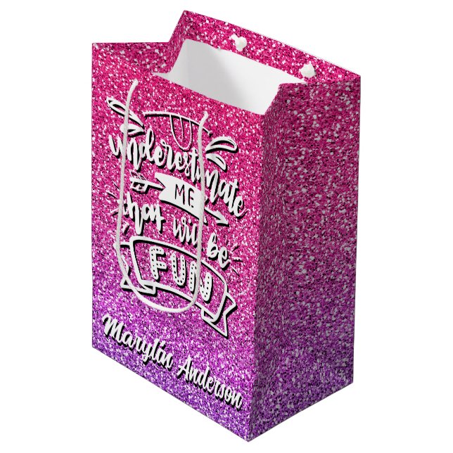 SAC CADEAU MOYEN SOUS-ESTIME-MOI QUI SERA AMUSANT PERSONNALISÉ (Devant Angle)