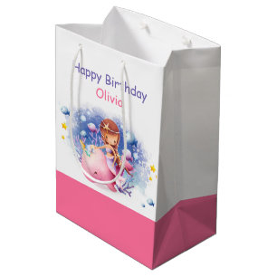 Sac Cadeau Moyen Sous la mer, mignonne Sirène Anniversaire
