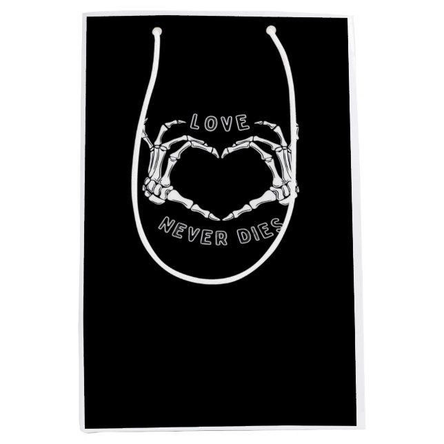 Sac Cadeau Moyen Squelette Mains Coeur Drôle & Classique (Devant)