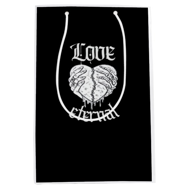 Sac Cadeau Moyen Squelette Mains Coeur Gothique Classique (Devant)