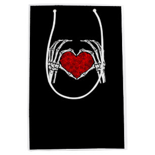 Sac Cadeau Moyen Squelette Mains de coeur Signe Saint Valentin Mign