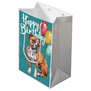 Sac Cadeau Moyen Staffordshire américain avec ballons Anniversaire