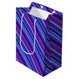 Sac Cadeau Moyen stripes en bleu et purple