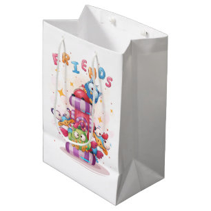 Sac Cadeau Moyen Style de dessin pour Friends Bird & Wol