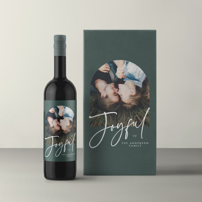 Sac Cadeau Moyen Style moderne élégante typographie vert joyeux Noë (Créateur téléchargé)