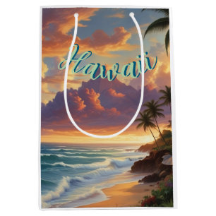 Sac Cadeau Moyen Style vintage Hawaiian Travel Honolulu Mid-Pacific