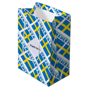 Sac Cadeau Moyen Suède et drapeau suédois personnalisé en mosaïque 
