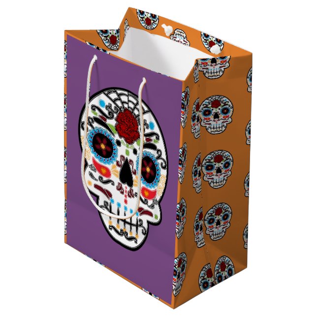 Sac Cadeau Moyen Sugar Skeleton Party Mexicaine Espagnol Skeleton (Devant Angle)
