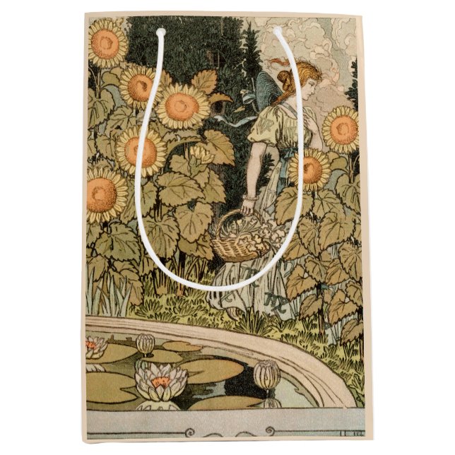 Sac Cadeau Moyen Sunflower Art Nouveau Jardin Grasset Femme (Devant)