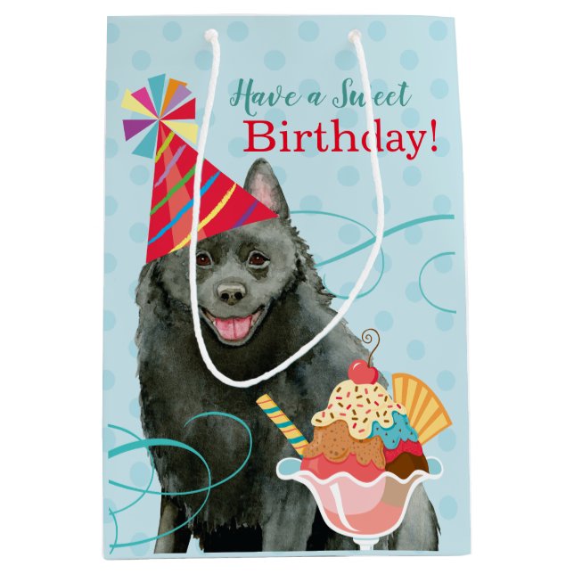 Sac Cadeau Moyen Sweet Birthday Schipperke (Devant)