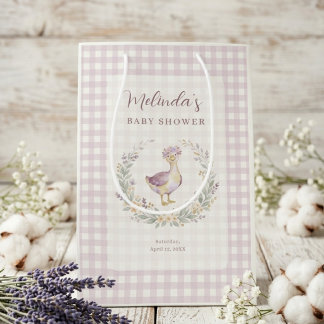 Sac Cadeau Moyen Sweet Lilac Gingham Baby Goose Baby Shower LPM26