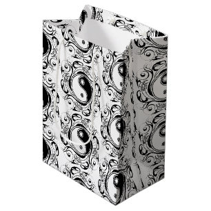 Sac Cadeau Moyen Symbole Yin & Yang style de tatouage noir et blanc