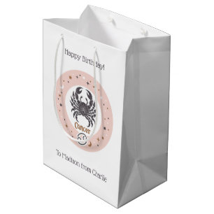 Sac Cadeau Moyen Symbole zodiaque personnalisé Cancer