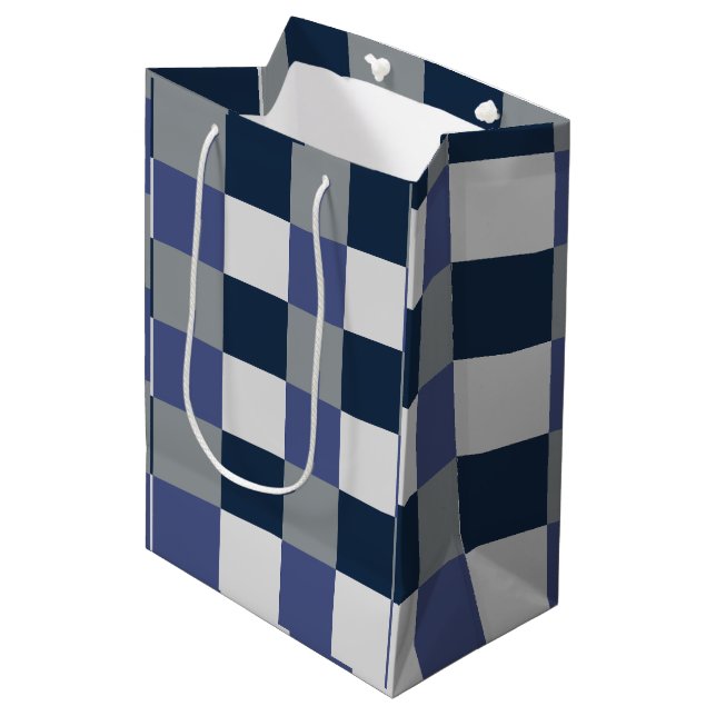 Sac Cadeau Moyen Tableau blanc gris bleu marine (Devant Angle)