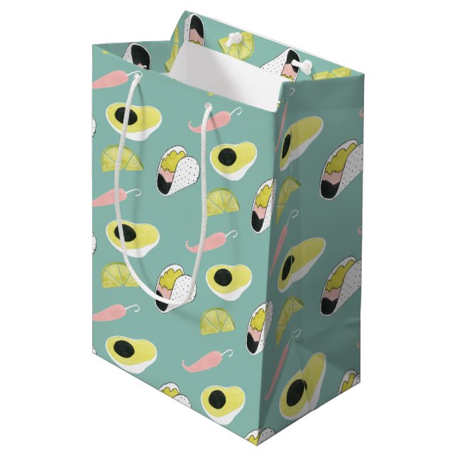 Sac Cadeau Moyen Taco à propos d'amour | Motif d'élément Taco (Devant Angle)