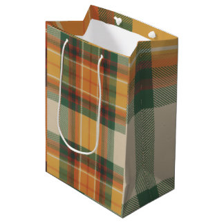 Sac Cadeau Moyen Tartan à carreaux de récolte d'automne chaud
