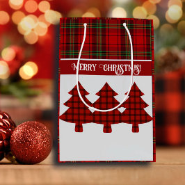 Sac Cadeau Moyen Tartan vert rouge