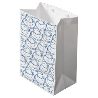 Sac Cadeau Moyen Tasses à thé d'art bleu et blanc