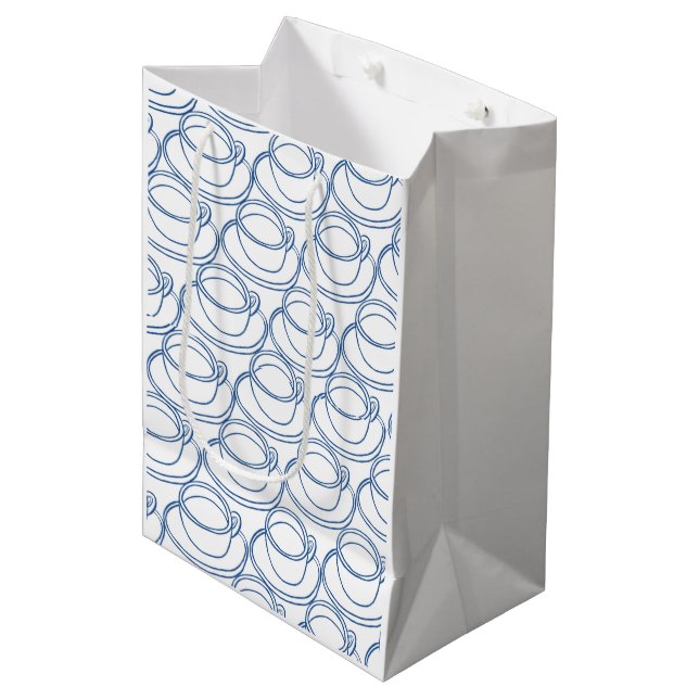 Sac Cadeau Moyen Tasses à thé d'art bleu et blanc (Devant Angle)