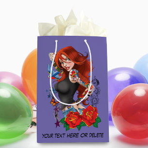 Sac Cadeau Moyen Tatouages de femme rousse