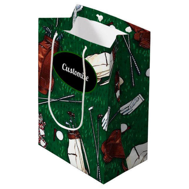 Sac Cadeau Moyen Tee Time Golf personnalisé (Devant Angle)