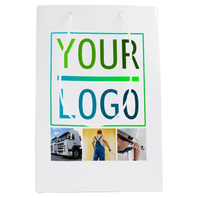 Sac Cadeau Moyen Télécharger votre logo (Devant)