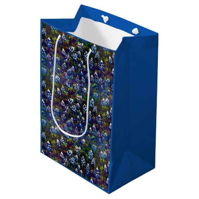 Sac Cadeau Moyen Tempête de Bleuet du Texas Design (Devant Angle)