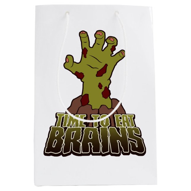 Sac Cadeau Moyen Temps De Manger Cerveaux Effrayant Zombie Hallowee (Devant)