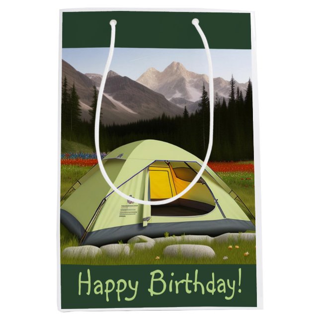 Sac Cadeau Moyen Tent Camping Anniversaire (Devant)