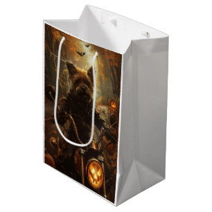 Sac Cadeau Moyen Terrier Australien conduisant une moto Halloween