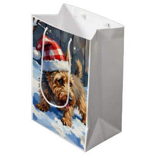 Sac Cadeau Moyen Terrier Cairn enjoué creusant pour Noël T