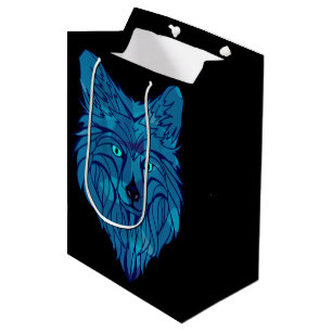 Sac Cadeau Moyen Tête de loup bleu Poly