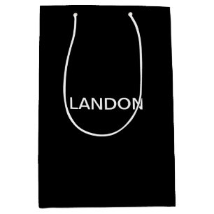 Sac Cadeau Moyen Texte éditable moderne   Noir & Blanc