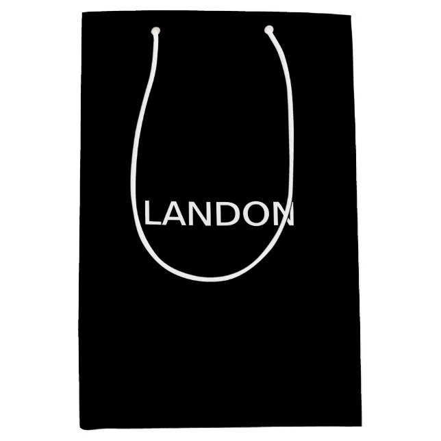 Sac Cadeau Moyen Texte éditable moderne | Noir & Blanc (Devant)
