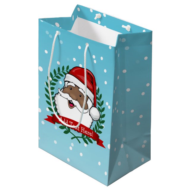 Sac Cadeau Moyen Texte fait sur commande ethnique gai de Père Noël (Devant Angle)