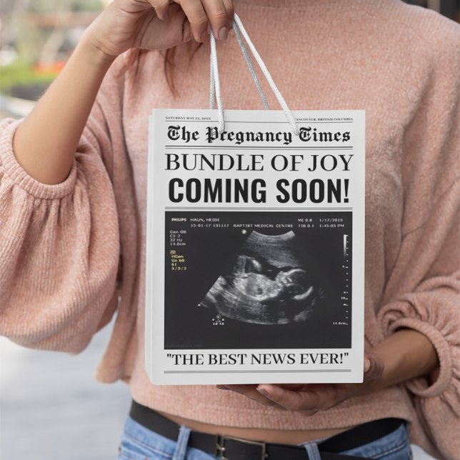 Sac Cadeau Moyen The Pregnancy Times Newspaper Custom Baby Photo (Créateur téléchargé)