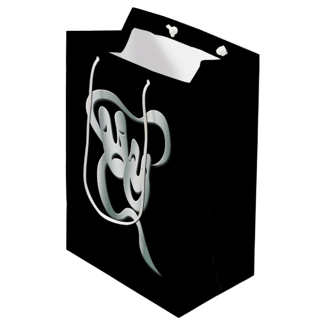 Sac Cadeau Moyen Théâtre Masque Comédie Tragédie Black Blanc MGB (Devant Angle)