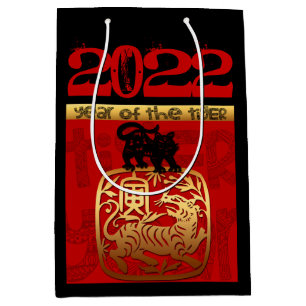 Sac Cadeau Moyen Tiger chinois coutume Nouvel An Zodiac Anniversair