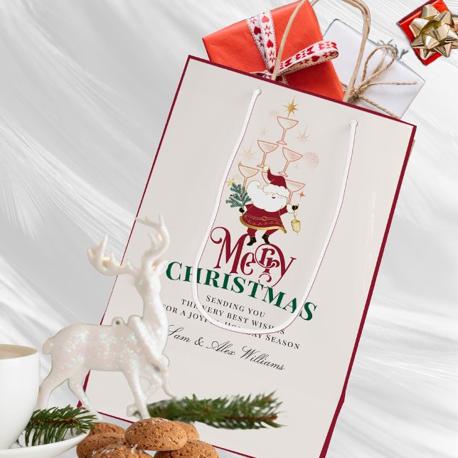 Sac Cadeau Moyen Tini Bit Merry Martini Office Christmas Santa (Tini Bit Merry Martini Office Christmas Santa Medium Gift Bag)